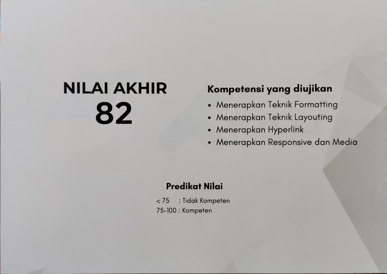 Sertifikat Belajar Dasar Pemrograman Web
